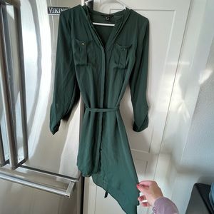 Green button up dress